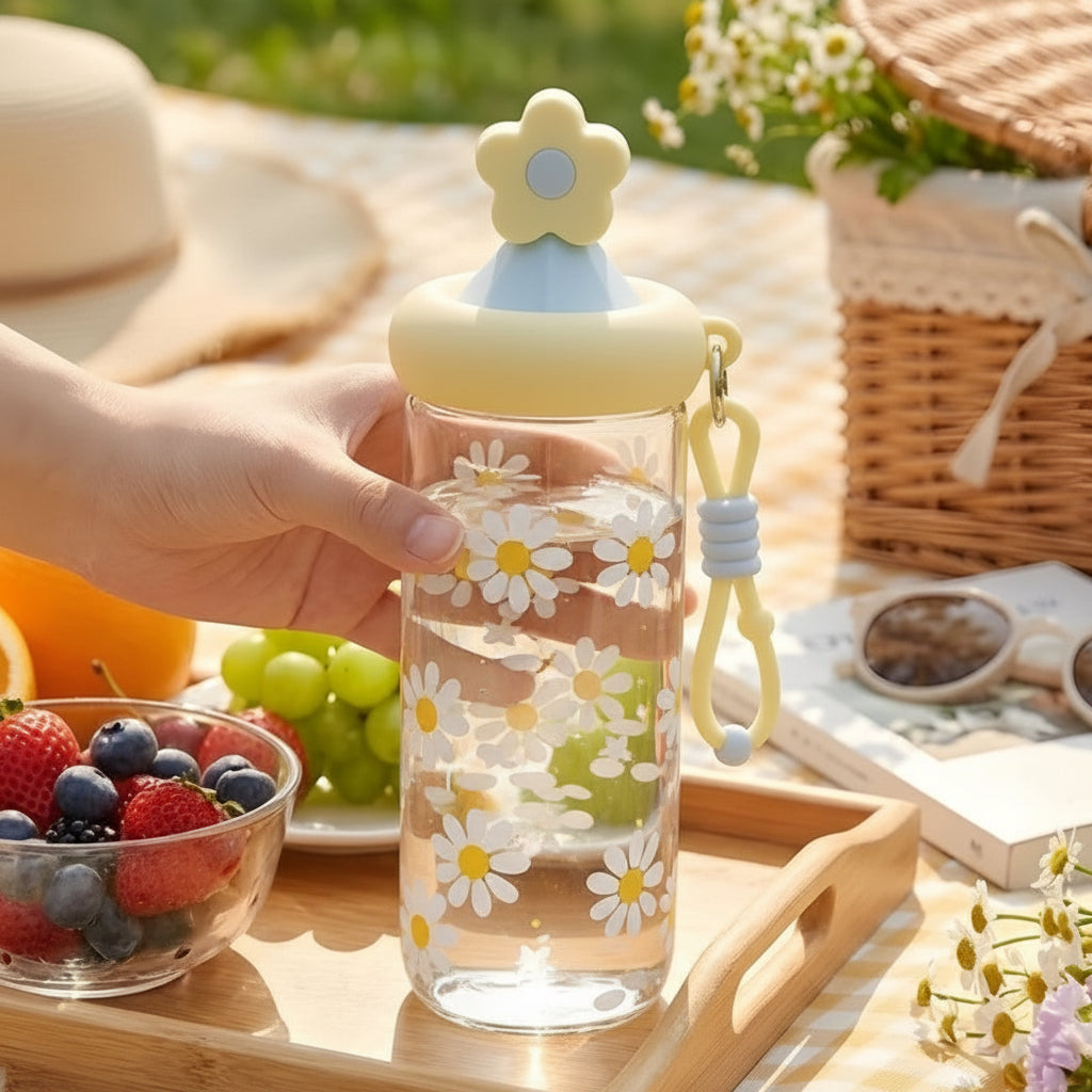 Glass Sipper Cup Stylish Drinking Glass with Straw