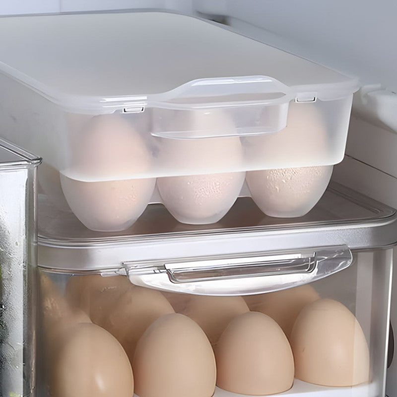 15 Slot Egg Tray with Lid – Kitchen Refrigerator Organizer