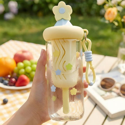 Glass Sipper Cup Stylish Drinking Glass with Straw
