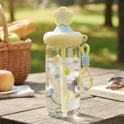 Glass Sipper Cup Stylish Drinking Glass with Straw