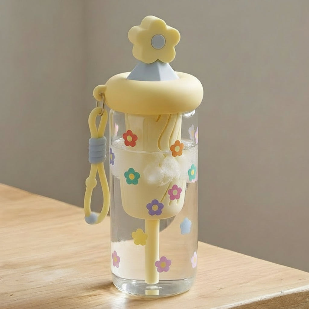 Glass Sipper Cup Stylish Drinking Glass with Straw