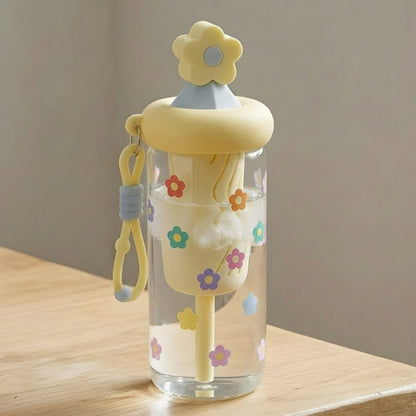 Glass Sipper Cup Stylish Drinking Glass with Straw