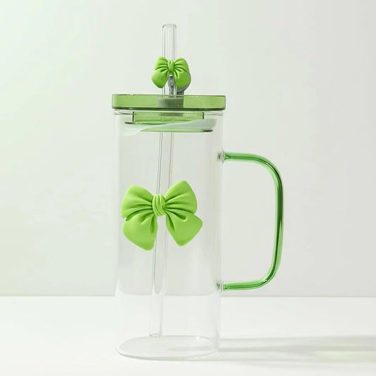 Straw Glass Bottle 450ML Portable Drinking Cup