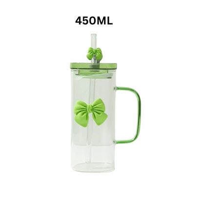 Straw Glass Bottle 450ML Portable Drinking Cup