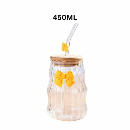 450ML Glass Straw Cup With Lid Portable Drinking Glass