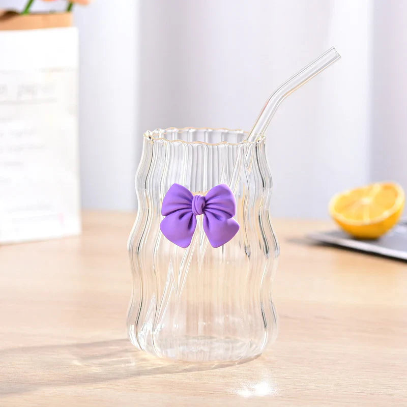 450ML Glass Straw Cup With Lid Portable Drinking Glass