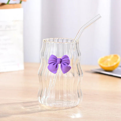 450ML Glass Straw Cup With Lid Portable Drinking Glass
