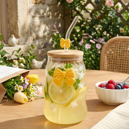 450ML Glass Straw Cup With Lid Portable Drinking Glass
