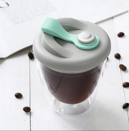 Double Wall Glass Mug With Lid