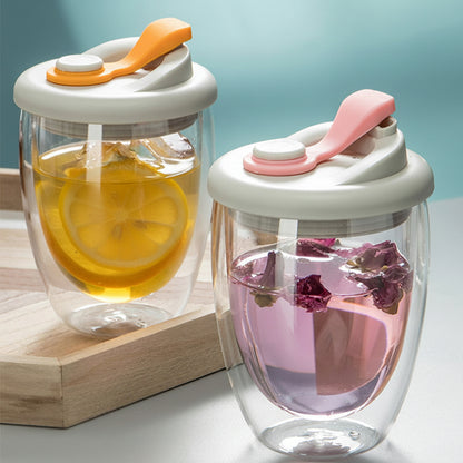 Double Wall Glass Mug With Lid